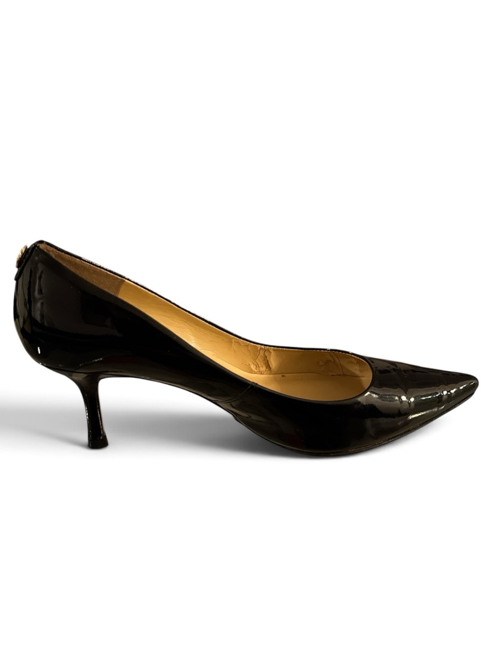 Ivanka Trump Black Patent Leather "Itindico" Pointed Toe Kitten Heels Sz 8M